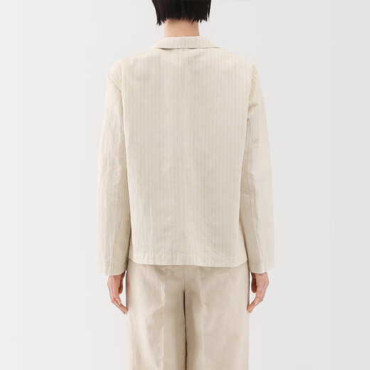 MUJI (MUJI) women's linen cotton shirt jacket women's long-sleeved jacket 25 years summer suit small suit women's clothing BD0ZZC5S ivory stripes M (160/84A)