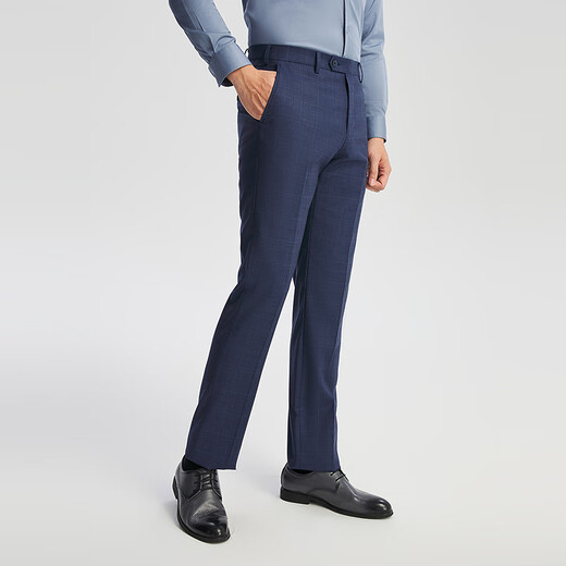YOUNGOR trousers men's 753 blue-gray plaid anti-wrinkle suit trousers wool blended crisp and stylish 2025 shopping mall same style blue-gray YOTX212753HIY trousers 170A 170/78A 31.5 size 80cm