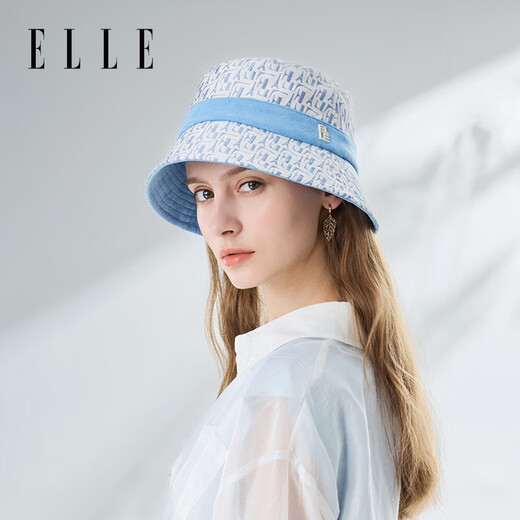 ELLE女士防晒渔夫帽遮阳户外防紫外线时尚老花显脸小帽子礼物