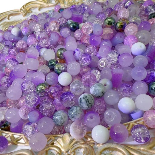 
Jianashi glass beads loose beads and glass mixed DIY wholesale worker children's homemade beaded bracelet necklace mobile phone chain accessories Ziqi Donglai 8mm about 690 pieces [one Jin [Jin equals 0.5 kg]]