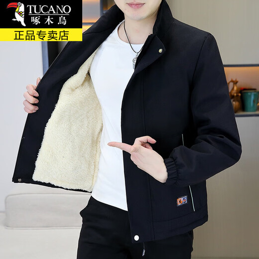 Woodpecker (TUCANO) cotton coat men's thick coat men's autumn and winter cotton coat men's down casual down jacket men's jacket winter coat men's r609 black 2XL about 135-150Jin Jin is equal to 0.5 kg