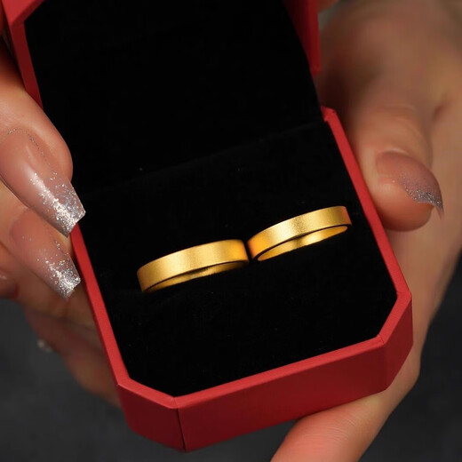 Kuang Yi Shuibei gold safe and sound ring 999 pure gold covered with silver ancient method ring ring for men and women couple safe and sound ring gold 0.6 grams 5D hard No. 21