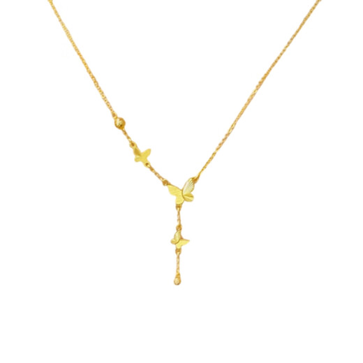 Congye's new 18.K butterfly tassel necklace for the fugitive princess sterling silver gold plated clavicle chain personalized fashion gift new 18K gold butterfly tassel necklace three butterflies
