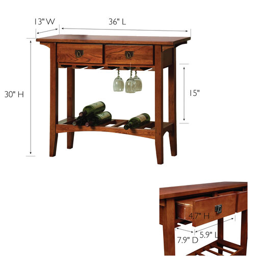 Leick Home Solid Wood Wine Rack Two Drawer Storage Home Bar Wine Table Multifunctional Restaurant Furnishings