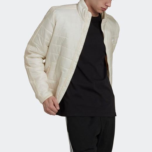 阿迪达斯 （adidas） 三叶草男装 冬季新款运动服户外休闲连帽保暖棉服外套 HL9214米白 M