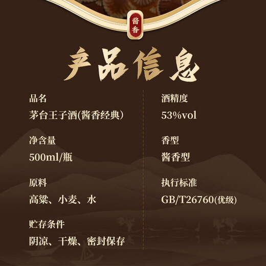 Moutai (Moutai) Prince Wine, Klassiker mit Sojas-Sauce-Geschmack, Sojasauce-Geschmack Typ 53 Grad 500 ml*6, Ganzbox (zufälliger Versand in 24-25 Jahren)