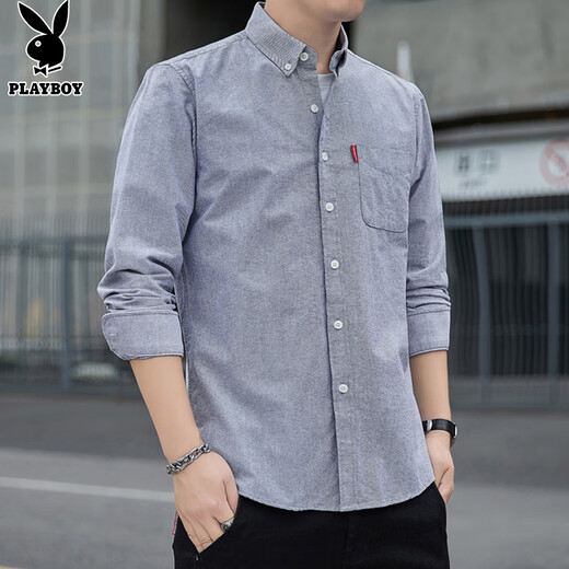 Playboy (Playboy) Shirt Herren-Langarmjacke Herren-Shirt Frühling und Herbst Business Casual Herren Mode Tops