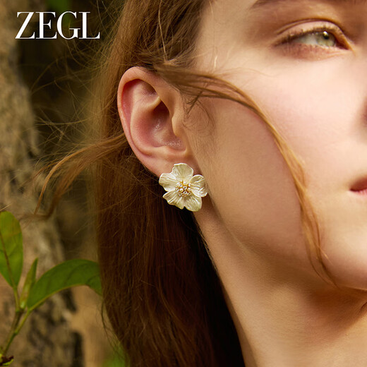 ZEGL pearl flower earrings for women, high-end and elegant earrings, unique and luxurious, as a birthday gift for your best friend