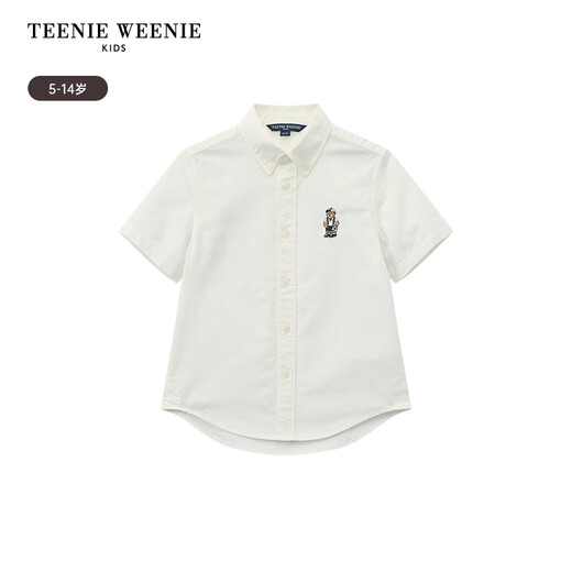 Teenie Weenie Kids Bear Children's Clothing Boys Classic Casual Oxford Short-Sleeved Shirt Off-White 140 cm