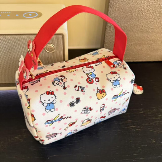New cartoon cosmetic bag for makeup, washing, portable travel, portable storage, large capacity, cute three-dimensional handbag, red portable kt printed small bag