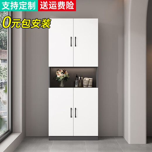White taro balcony storage cabinet storage household large-capacity storage cabinet sun protection storage cabinet wall-mounted storage cabinet shoe cabinet custom-made two doors high 180 wide 60 deep 40 (installation included) Hollow style