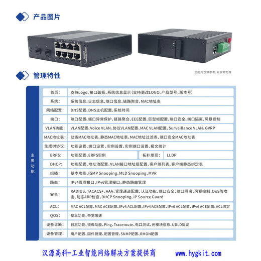 Hanyuan Hi-tech Industrial Grade ERPS Fiber Ring Network Switch Gigabit 2 Optical 4 Electrical 2 Optical 8 Electrical Layer 2 Ring Network Managed Industrial Ethernet Switch Wide Temperature Lightning Protection DIN Rail Installation Layer 2 Managed Gigabit 2 Optical 8 Electrical Industrial Grade Switch SFP Optical Port, does not include optical modules, including power supply