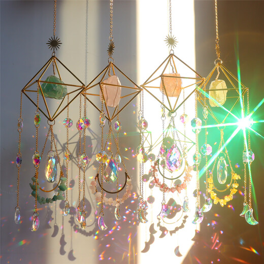 Sonnenlichtfänger Kristall Wind Chime Licht und Schattenkristall roher Stein Wind CHIME Pendell Sonneneinstrahlung Fänger 3937 Amethyst