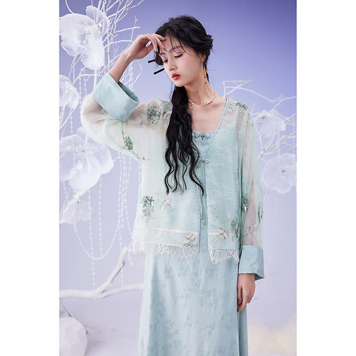 Wan Cao Yi Bird Demon Series 2025 Spring New Fashion Suit H03411513 Light Green XS