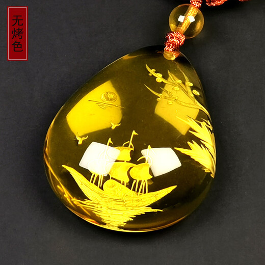 Amber School, one object, one picture, one certificate, gold amber pendant, natural amber, men's and women's necklaces, sweater necklaces, carved sailboats, beeswax pendant, 6.71g, 33*27*12mm