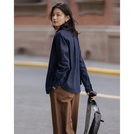 Demana fashionable layering spring simple style lapel shirt cloud-like cotton double-button denim shirt women's top