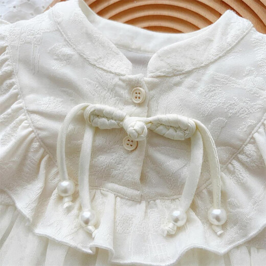 惠奴比婴儿衣服女宝宝秋公主裙子满月服周岁礼服新生网纱连衣裙 653粉色包屁裙+发带 80cm