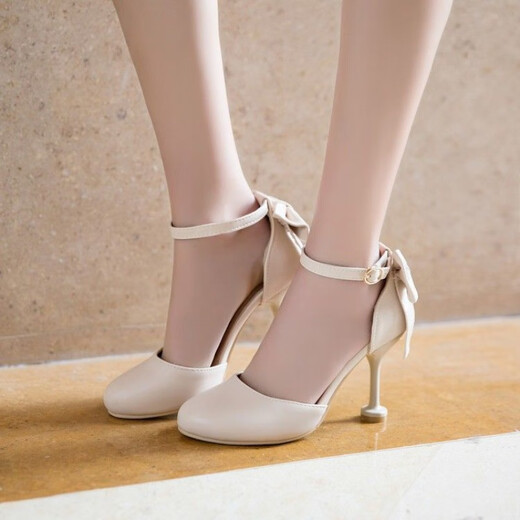 Ye Yu, a primary school student, hosted a very tall stiletto high-heeled shoe for middle-aged and older children, birthday dress shoes, girls model catwalk performance shoes, white 9cm heel 35 / suitable for feet length 22.5cm