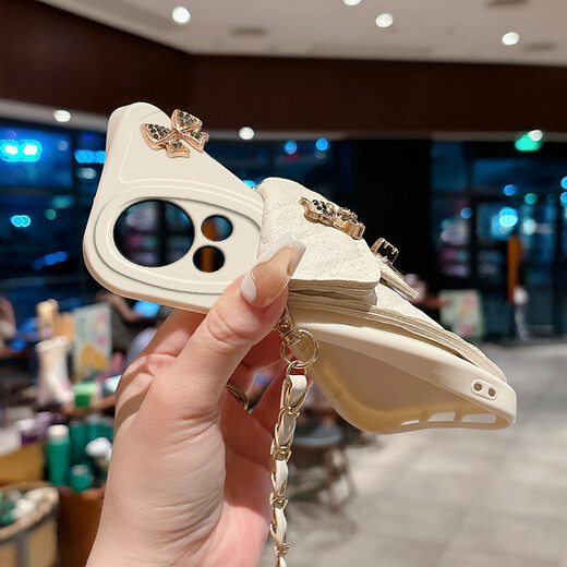 Luo Luou Huawei nova13 mobile phone case crossbody lanyard shell nova13Pro chain strap MIS-AL00 silicone shell protective case oblique cross-card bag anti-fall full-pack soft shell women's model [White-diamond bear card bag model] + crossbody lanyard + screen protector Huawei nova13
