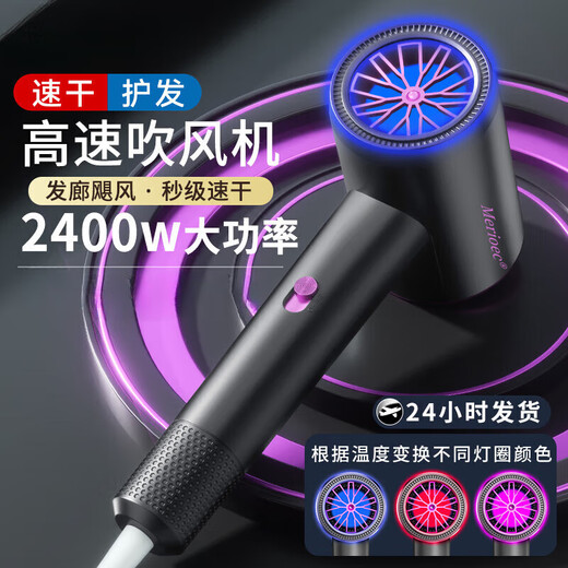 XVVMI German technology high-speed home hair salon dedicated hair dryer barber shop care hair dryer home light negative ion high power does not hurt hair speed platinum model gray 2400w-900 million negative ions 1