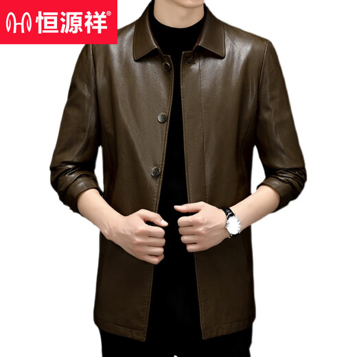 Hengyuanxiang high-end leather jacket for middle-aged men spring and autumn new men's business casual pu leather jacket mid-length windbreaker dad wear black style 9907 side pocket plus velvet XL 180 (150-165Jin Jin is equal to about 0.5 kg)