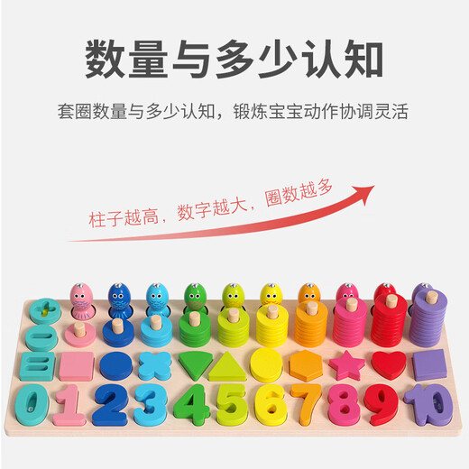 
Zhexiang German quality 1-3-year-old baby intelligence toys 5-in-1 logarithmic board digital shape fishing paired early education building blocks 3-in-1 logarithmic board + fishing and insect catching game