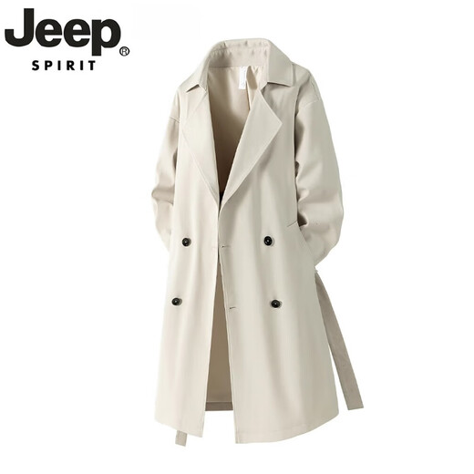 JEEP SPIRIT light luxury high-end German mid-length windbreaker men's British style casual over-the-knee coat jacket men's casual new product black 2XL recommended weight 160-180Jin Jin equals 0.5 kg