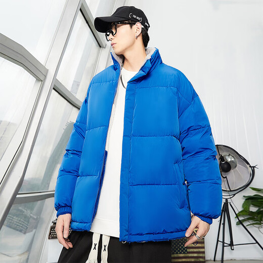 NASA RHUDE夹克男女同款羊羔绒2024冬季双面穿羊羔绒外套加厚棉衣外套男冬款 6196@蓝色 M