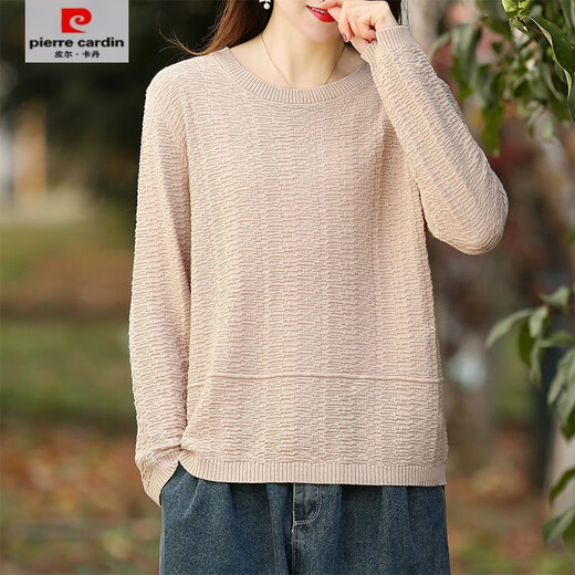 
Pierre cardin 2025 Spring and Autumn New Style Literary Solid Color Round Neck Pullover Cotton Knit Sweater for Women Loose and Versatile Base Sweater Trendy Apricot Color 9901 M Recommended 115-130Jin [Jin equals 0.5 kg]