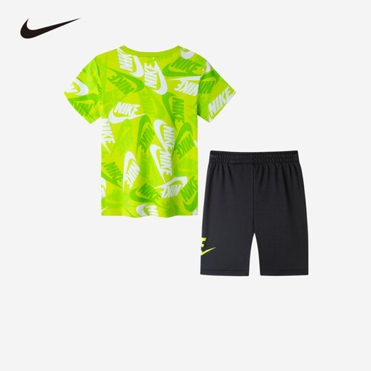 NIKE 耐克童装短裤+短袖2件套2025年夏季新款满印男女童运动时尚套装