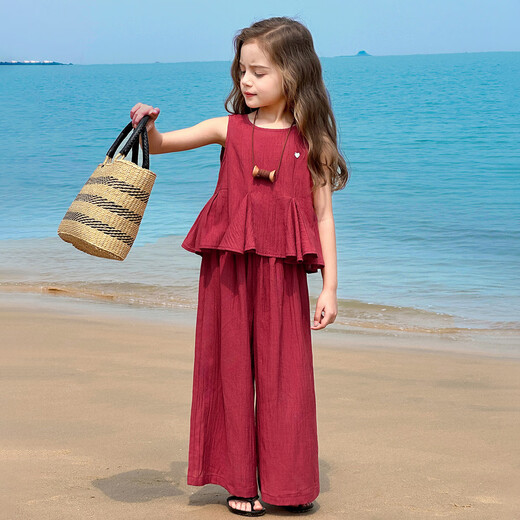 
Tutu Little Elephant Girls Suit Summer Children's Vest Pants Parent-Child Thin Two-Piece Set Murray 130 Height About 130cm