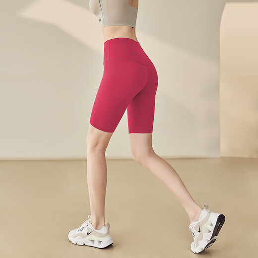 LULUUVTTOH new summer nude yoga shorts for women with high waist and hip lifting fitness running training Pilates outer riding pants Raspberry Red M