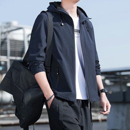 Woodpecker (TUCANO) Jacket Men's Hooded Versatile Men's Casual Workwear Solid Color Men's Jacket Black 2XL