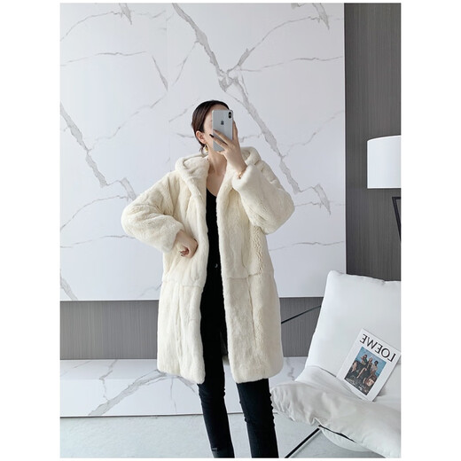 Tafu Brand Women's Clothing Imported Otter Rabbit Fur Coat para mujeres Mid-longitud de longitud media de invierno Nuevo pelaje integrado White M 106-115Jin [Jin es igual a 0,5 kg]