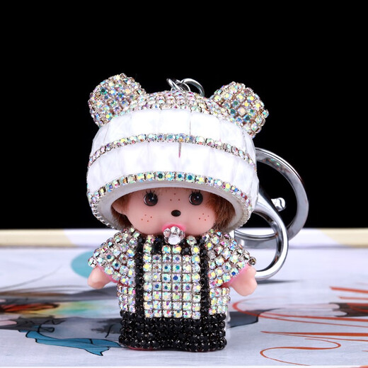 Shi Xiaohu Schlüsselkette für Frauen Diamond-Set Schlüsselkette Puppenwagen Key Ring Anhänger für Freundin Geburtstag Geschenktüte Hängende Dekoration Leidenschaftlich rotflüssiges Seilstil