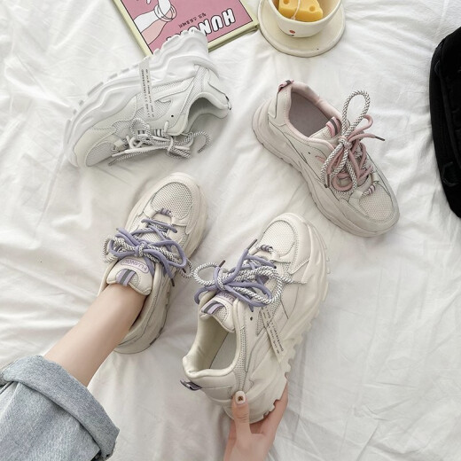 Lopis shoes, women's sneakers, schoolgirl dad shoes, women's Korean style trendy casual shoes, women's shoes, ins sports running shoes, net shoes, women's Xuanya style/D601 purple 37