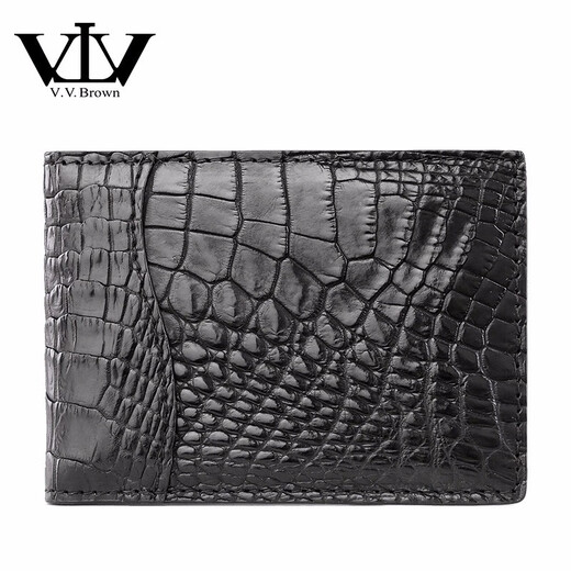 V.V.Brown Men's Business Card Case Driver's License Bag Crocodile Pickup Bag Card Holder Genuine Leather Unisex ID Bag Black