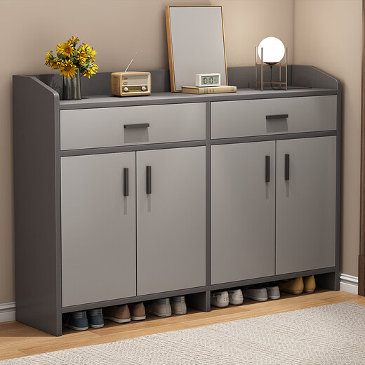 BENMUZIZAI Italian-style light luxury solid wood shoe cabinet home entrance indoor new 2025 hot model entry entrance cabinet integrated shoe shelf ordinary fiberboard 60cm two doors and one pump pastoral oak