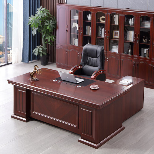 Rulan boss desk office desk and chair combination simple modern high-end office executive desk executive desk president desk single table + small deputy cabinet 1.6 meters