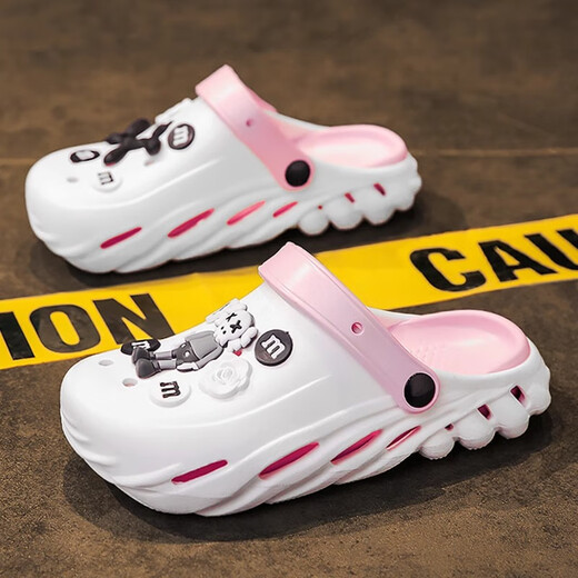 Bumblebee Girls Hole Chaussures Summer 2025 Nouveau sandwich à la plage pour enfants moyen et grandes enfants fille baotou imperméable les pantoufles d'été blanc 24