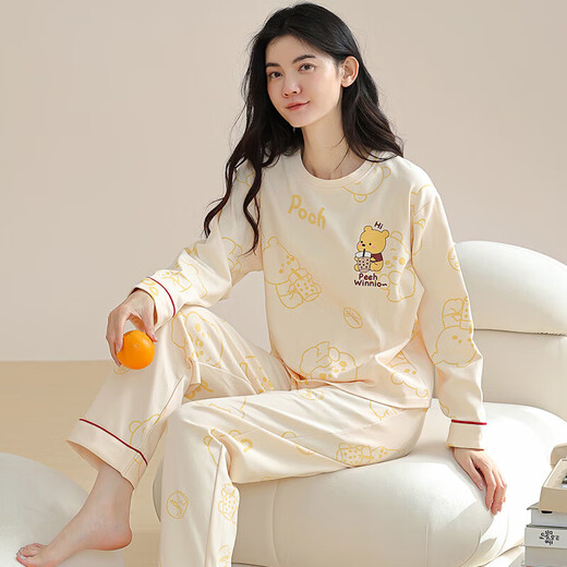 Yalu pijamas femenino puro algodón 2025 nuevo internet pajamas pajamas spring y otoño gran tamaño manga larga juego de ropa para el hogar nswr-01n9901 L [sugerido 100-120Jin [Jin equivale a 0.5 kg]]