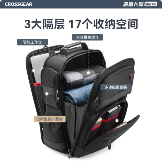 Crossgear Cross Cross Medal Peso Pérdida Maestro Mochila Mochila para hombres Bolso de la escuela de computadora de 17.3 pulgadas Gran capacidad Bolsa de viaje de negocios