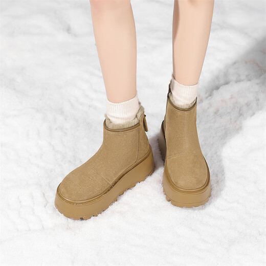Daphne (Daphne) Botas de nieve con suela gruesa para mujeres 2024 Invierno Nuevas botas de pan tibio botas cortas botas de invierno Amarillo 38 (240 mm) Tamaño estándar