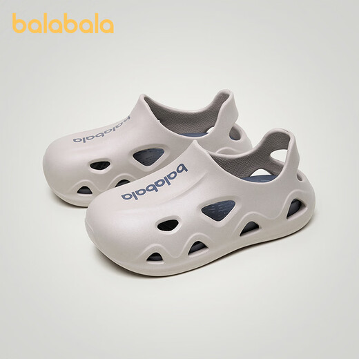 巴拉巴拉男童洞洞鞋夏季女宝亲子防滑幼儿园沙滩鞋包头软底儿童凉鞋中大童 米白 30 内长19.4cm/适合脚长18.5cm
