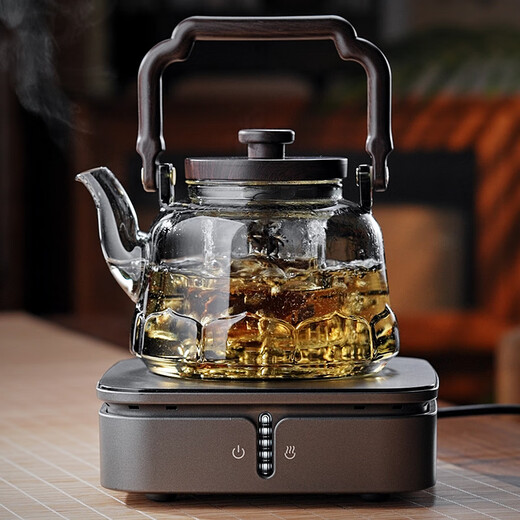 Quandu thickened glass steaming integrated teapot heat-resistant glass tea boiler teapot steaming teapot lifting beam tea set