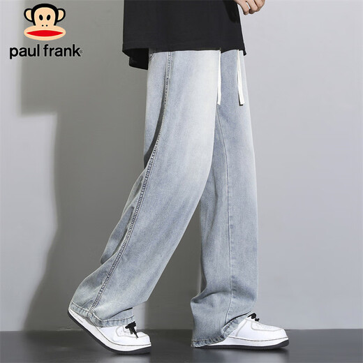 大嘴猴（paul frank）牛仔裤男夏季天丝垂感冰丝裤子男士宽松休闲裤男裤 怀旧蓝色 XL