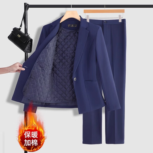 Chenfu thickened quilted suit jacket, feminine business professional suit, formal commuter workwear, winter work clothes (quilted) black jacket single piece XL recommended 110-120Jin Jin equals 0.5 kg
