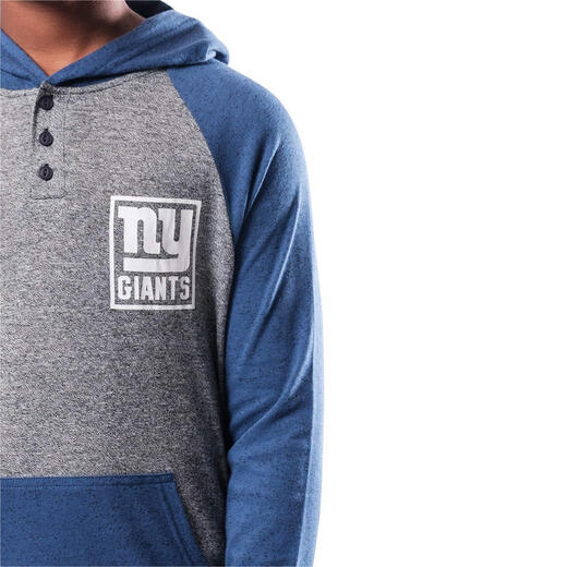 Ultra Game NFL Boys Ultra Soft Hoodie Pullover Henley Sweatshirt New York Giants 14-16