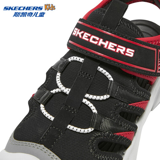 Skechers Skechers children's toe sandals boys' shoes summer lightweight non-slip boys' big head beach shoes 406511L black/red/BKRD 32