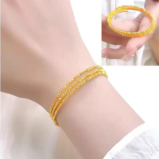 Shiyi's new 18k gold bungee three-circle memory elastic bracelet for women broken gold bracelet gift flash solid bracelet
